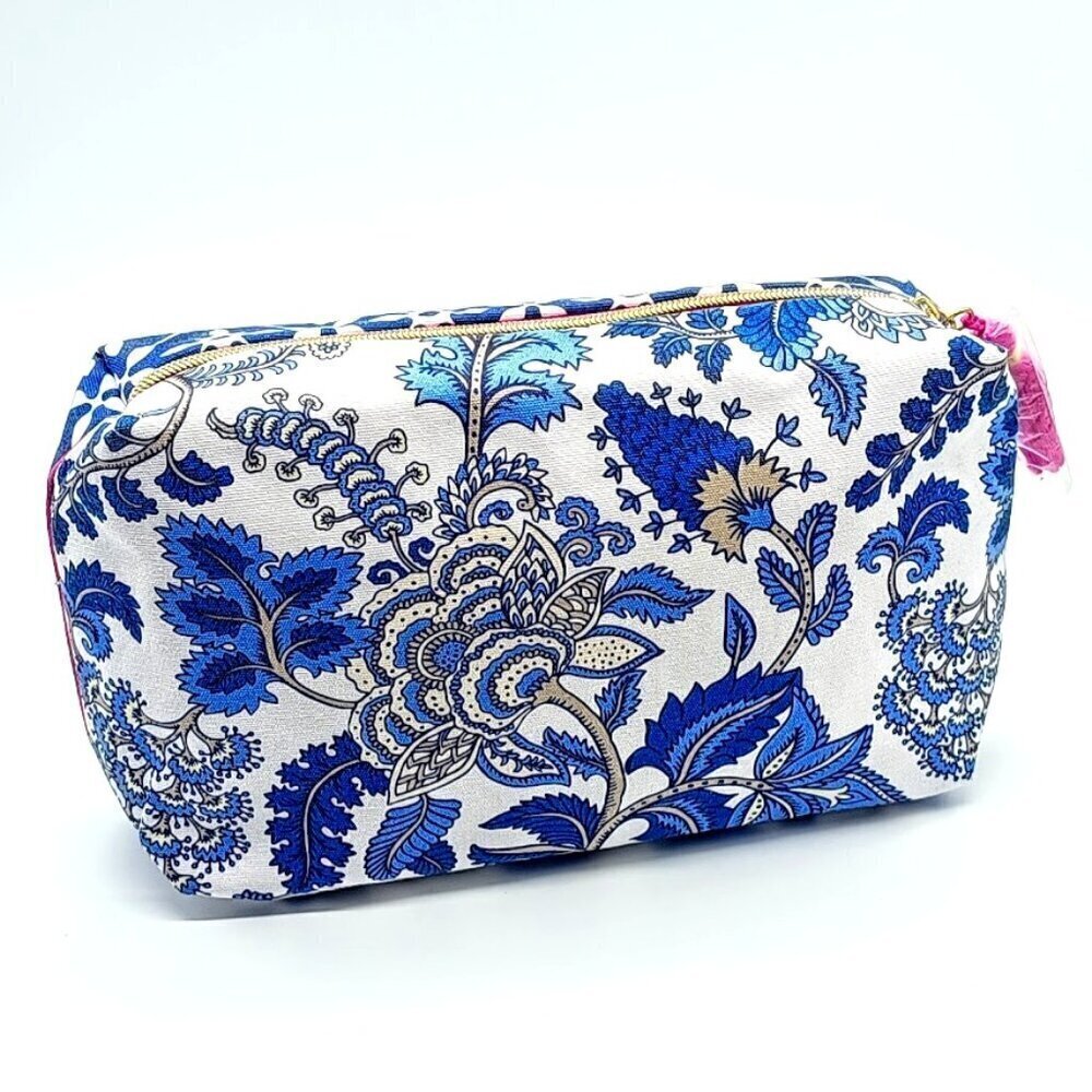 Estee Lauder Blue Print Cotton Cosmetic Bag NWOT